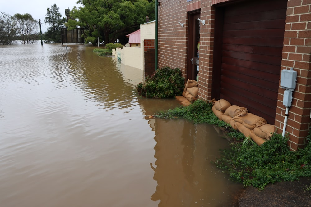 A Low Barrier Made of Sandbags at a Home’s Entry Point