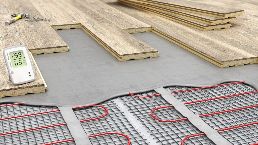 A radiant floor heating system